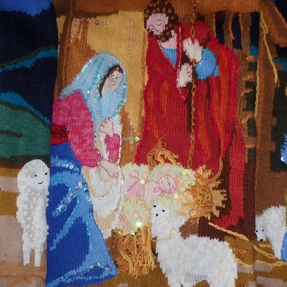 One of a kind Holy Night Christmas sweater - Picture 3 of 10